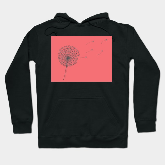 Dandelion Clock in Coral and Grey Hoodie by Maddybennettart